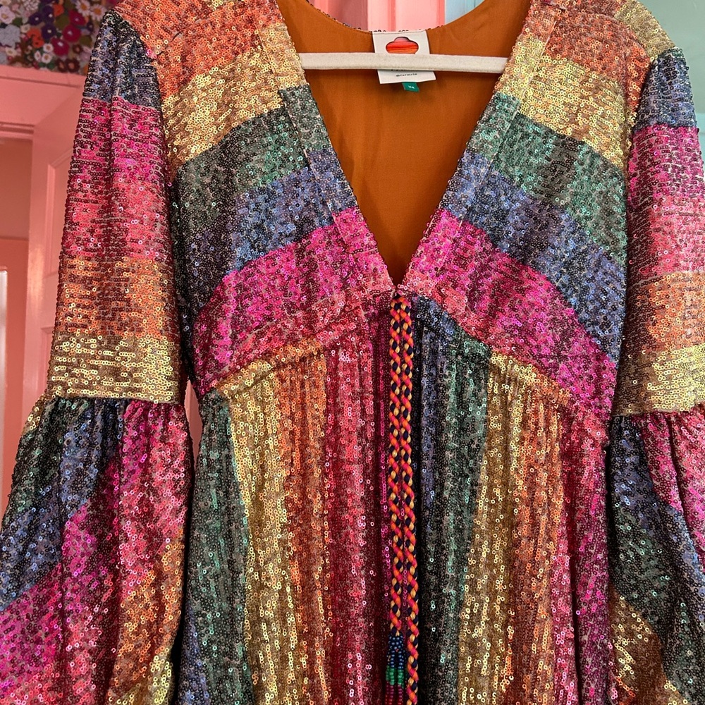 Farm rio rainbow sequin dress